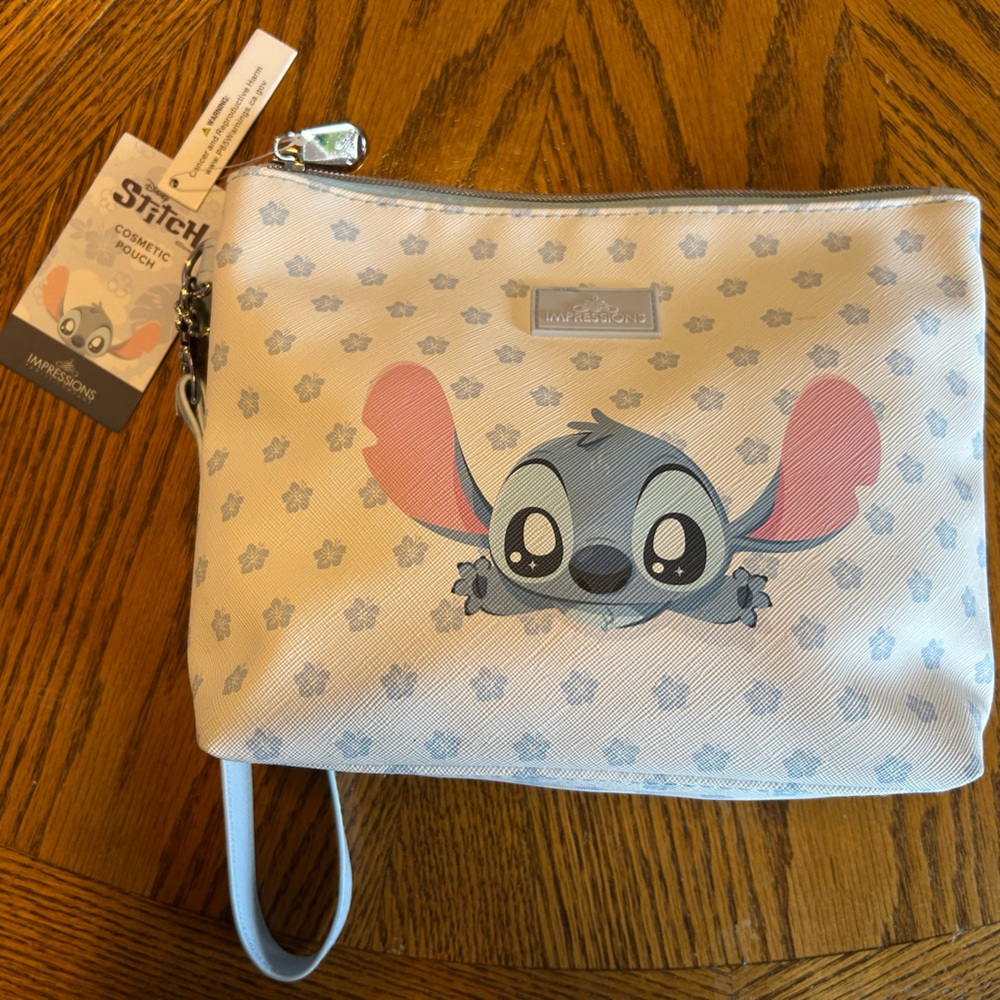 Impressions Blue and Pink Stitch Cosmetic Bag